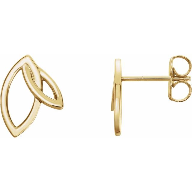 14K Double Leaf Earrings