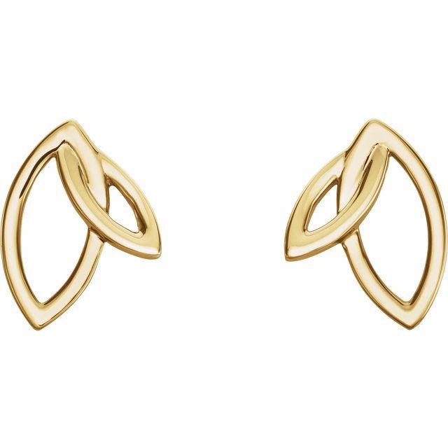 14K Double Leaf Earrings