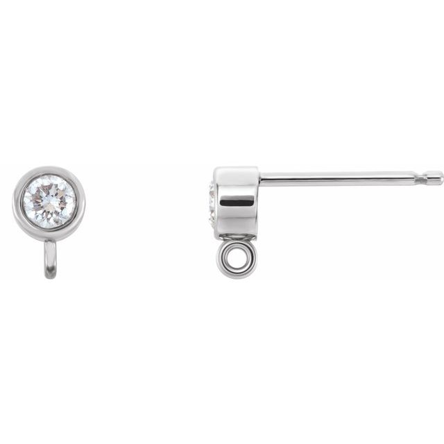 14K .03 CT Natural Diamond Bezel-Set Earring Top
