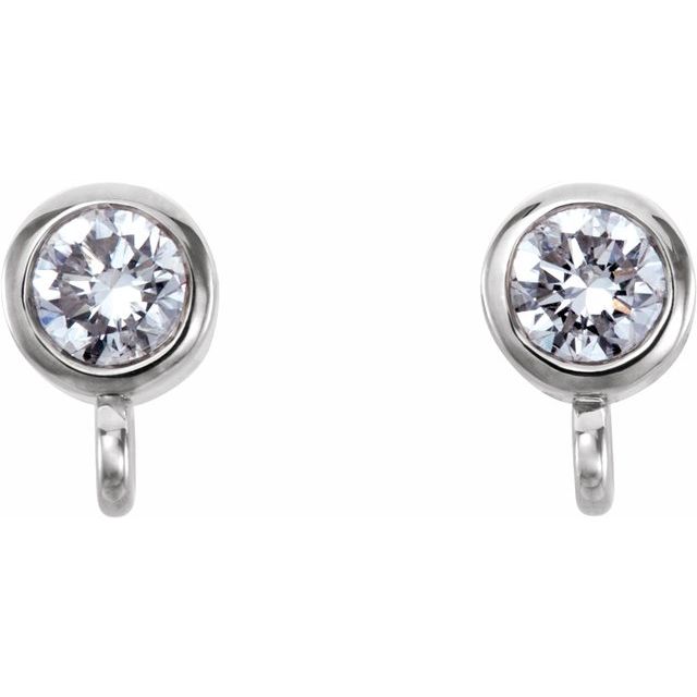 14K .03 CT Natural Diamond Bezel-Set Earring Top