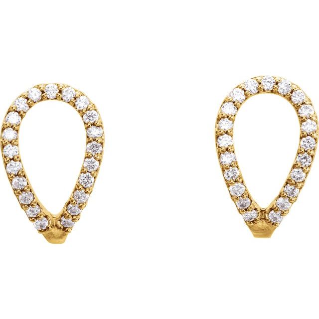 14K 1/5 CTW Natural Diamond Geometric J-Hoop Earrings
