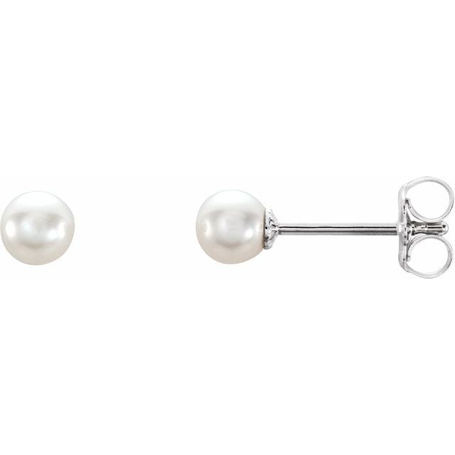 Sterling Silver 4- Cultured Freshwater Pearl Earrings