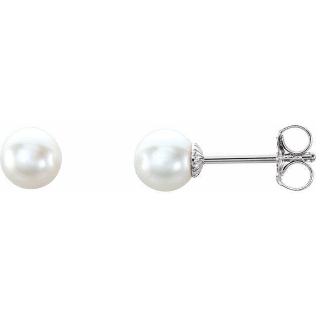 Sterling Silver 5- Cultured Freshwater Pearl Earrings