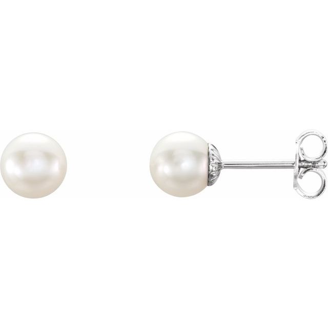 Sterling Silver 6- Cultured Freshwater Pearl Earrings