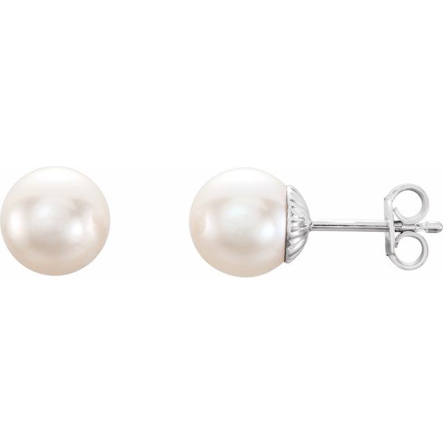 Sterling Silver 8- Cultured Freshwater Pearl Earrings