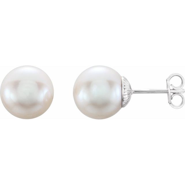 Sterling Silver 9.5- Cultured Freshwater Pearl Earrings