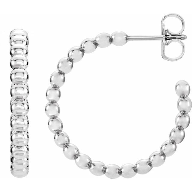 14K Beaded Hoop Earrings