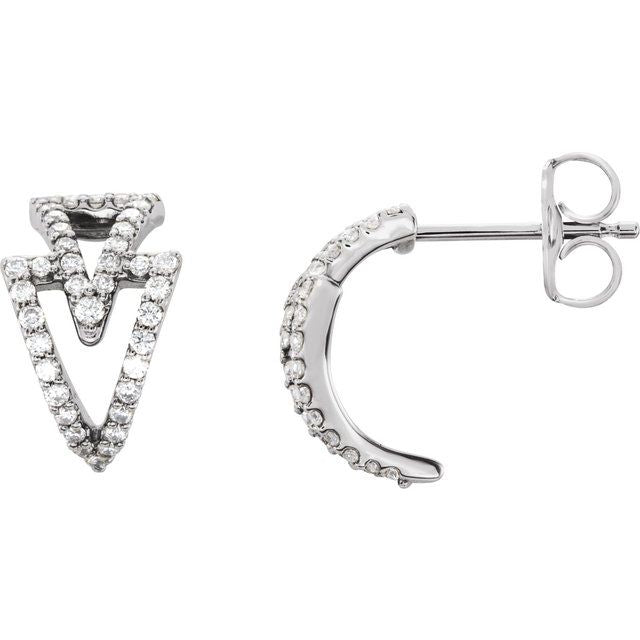14K 1/4 CTW Natural Diamond Geometric Hoop Earrings