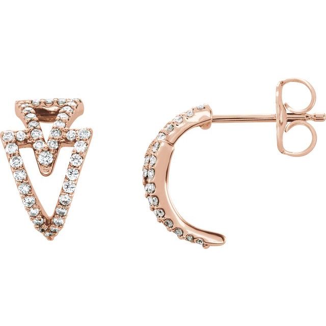 14K 1/4 CTW Natural Diamond Geometric Hoop Earrings