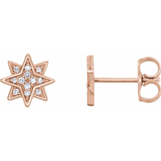 14K .08 CTW Natural Diamond Star Earrings
