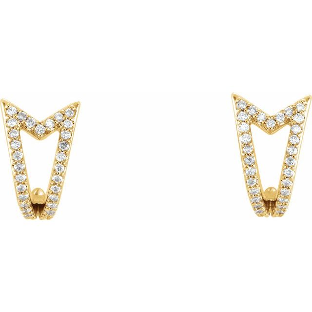 14K 1/6 CTW Natural Diamond Geometric J-Hoop Earrings