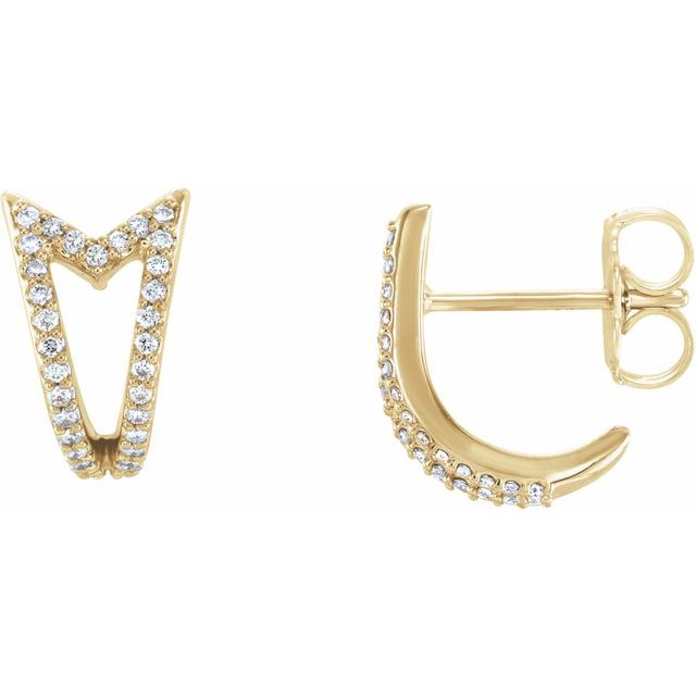 14K 1/6 CTW Natural Diamond Geometric J-Hoop Earrings