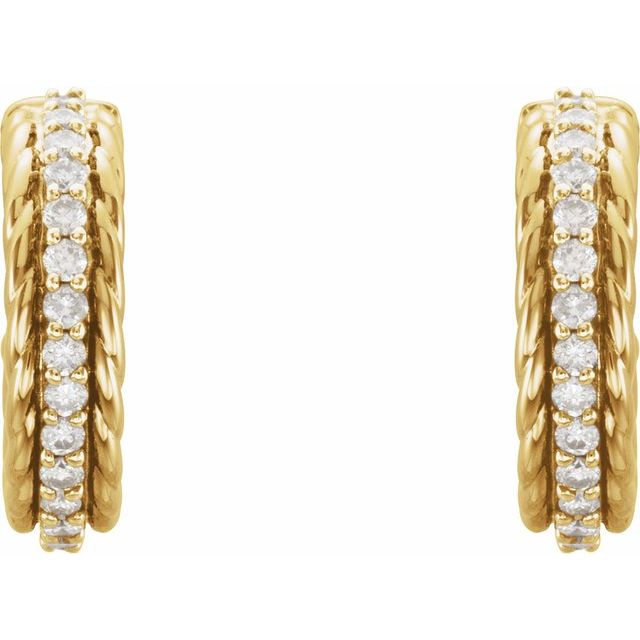 14K 1/5 CTW Natural Diamond Rope Hoop Earrings
