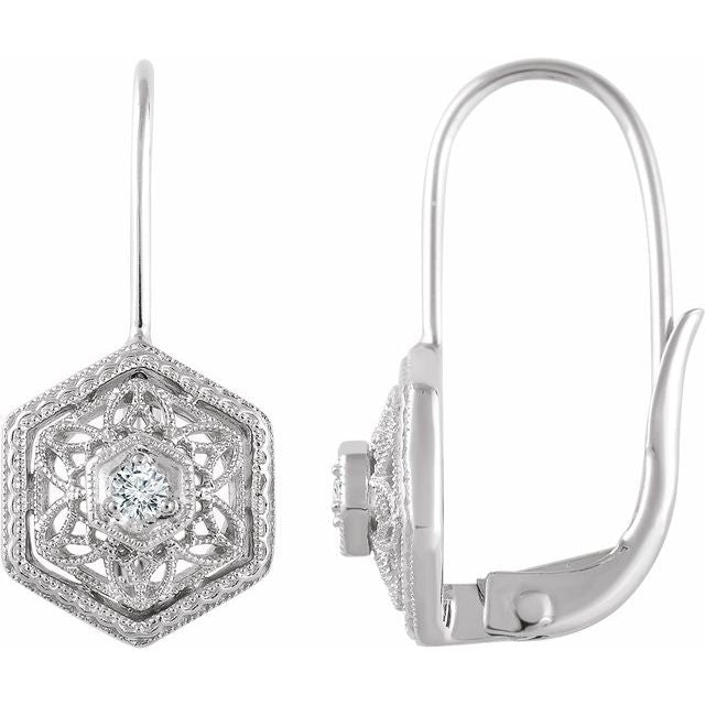 14K .06 CTW Natural Diamond Filigree Earrings