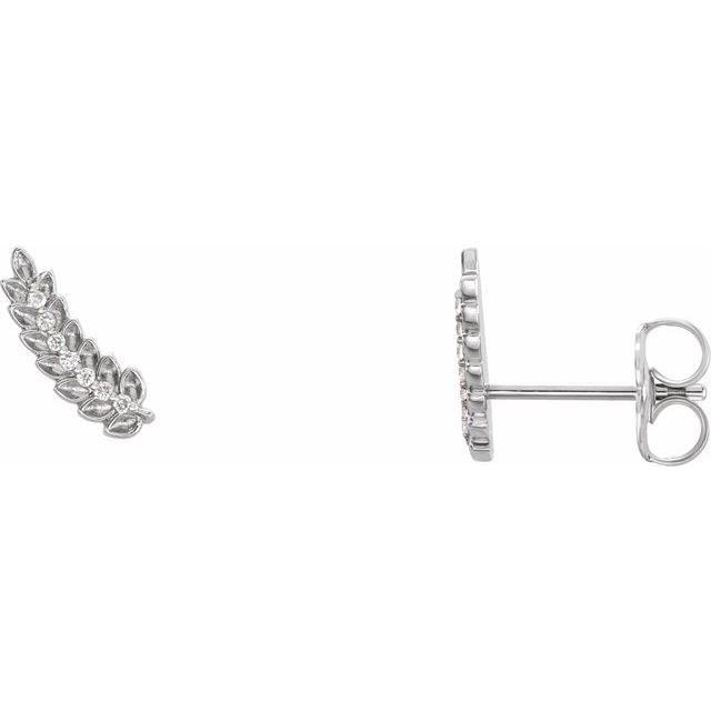 14K .03 CTW Natural Diamond Leaf Ear Climbers