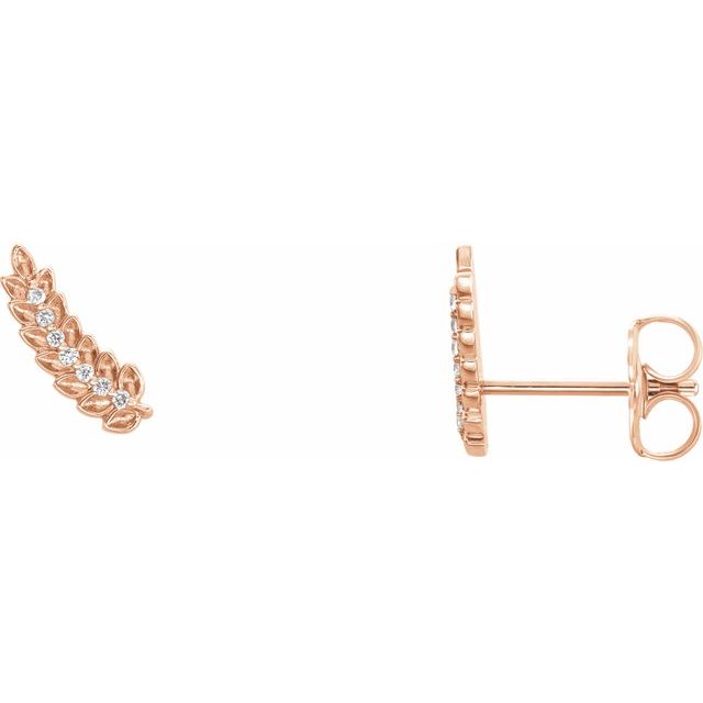 14K .03 CTW Natural Diamond Leaf Ear Climbers