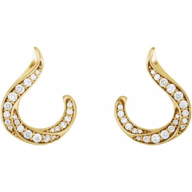 14K 3/8 CTW Natural Diamond Freeform Earrings