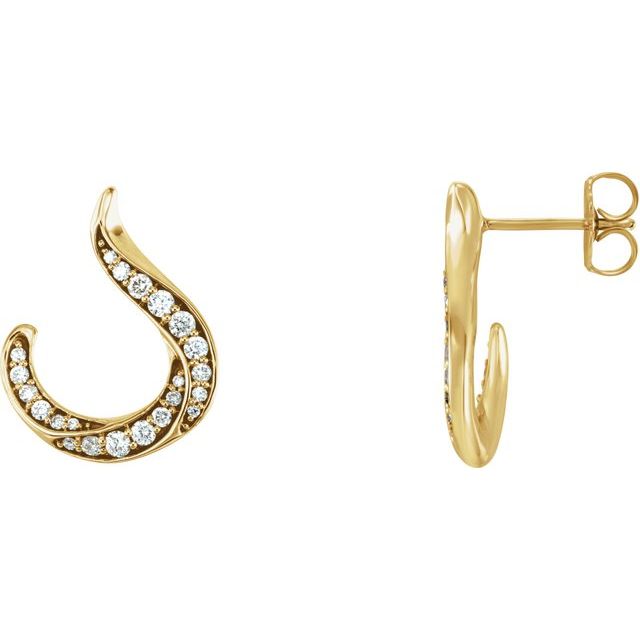 14K 3/8 CTW Natural Diamond Freeform Earrings