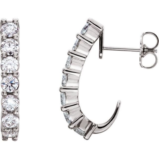 14K 1 1/4 CTW Lab-Grown Diamond J-Hoop Earrings