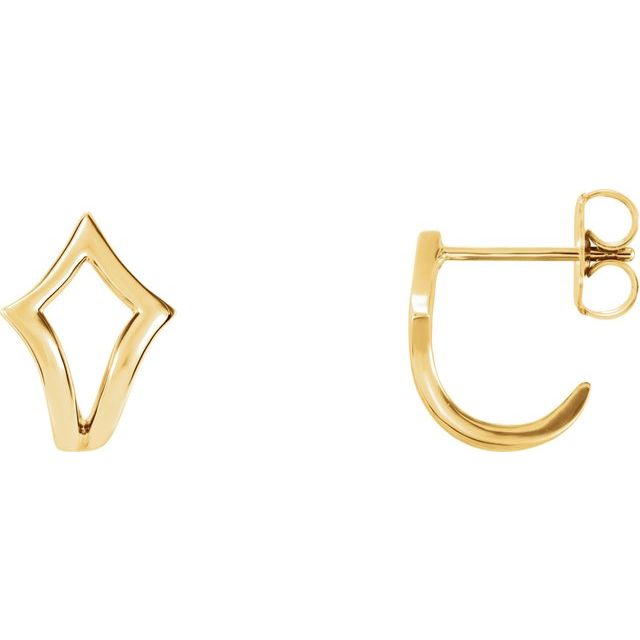 14K Geometric J-Hoop Earrings