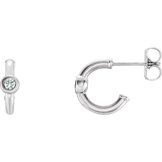 14K 1/8 CTW Natural Diamond Huggie Hoop Earrings