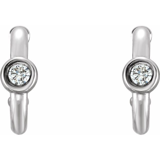 14K 1/8 CTW Natural Diamond Huggie Hoop Earrings