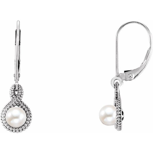14K Beaded Cultured Freshwater Pearl Earrings
