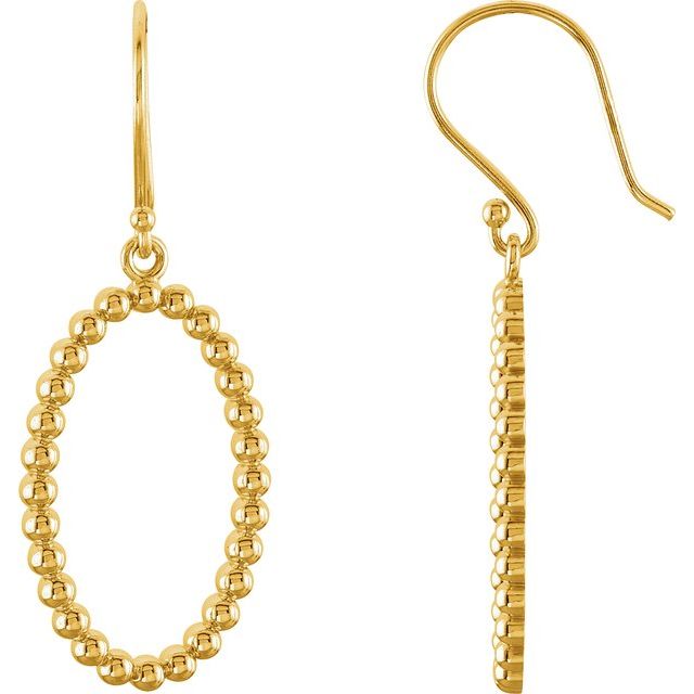 14K Beaded Oval Earrings