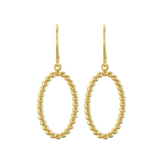 14K Beaded Oval Earrings