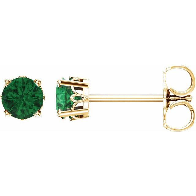 14K Lab-Grown Emerald 4-Prong Scroll Setting® Stud Earrings