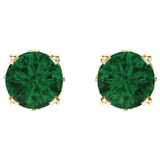 14K Lab-Grown Emerald 4-Prong Scroll Setting® Stud Earrings