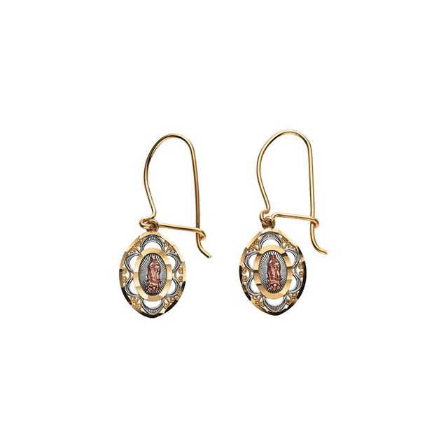 14K / Oval Our Lady of Guadalupe Earrings