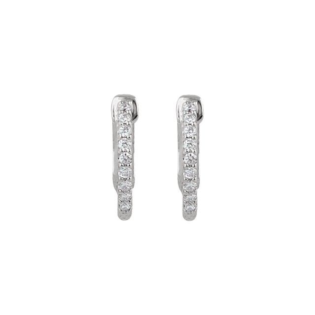 Sterling Silver Imitation Cubic Zirconia Inside-Outside Hinged Hoop Earrings