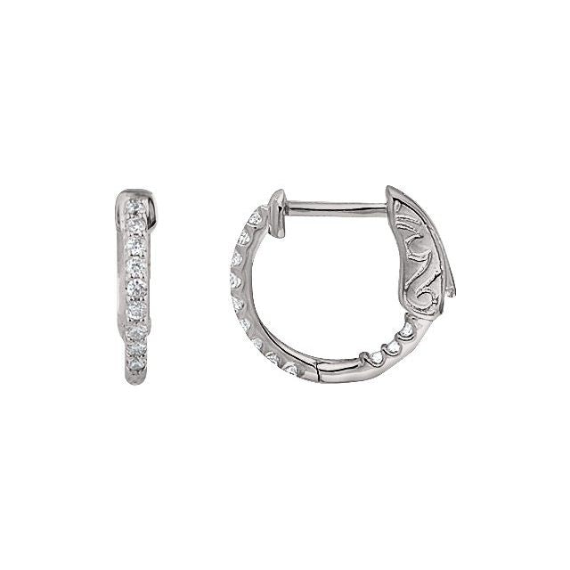 Sterling Silver Imitation Cubic Zirconia Inside-Outside Hinged Hoop Earrings