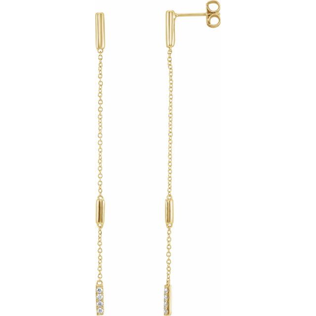 14K 1/10 CTW Natural Diamond Chain Earrings