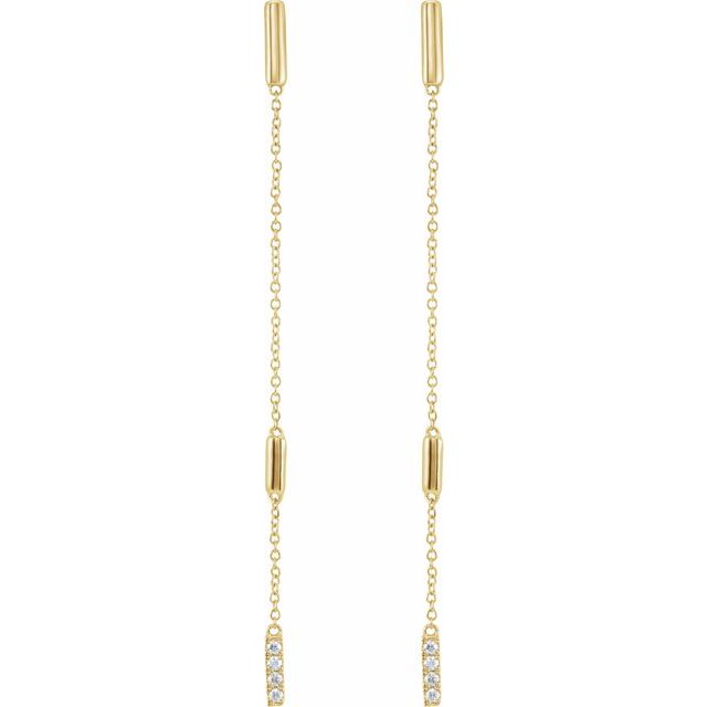 14K 1/10 CTW Natural Diamond Chain Earrings