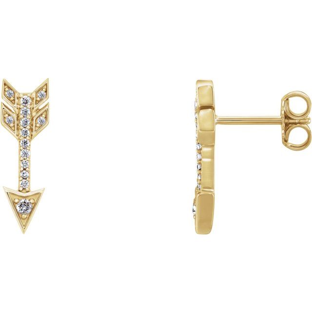 14K 1/6 CTW Natural Diamond Arrow Earrings