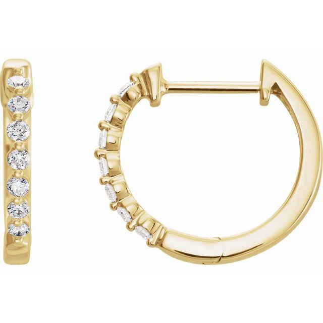 14K 1/5 CTW Natural Diamond Hinged Hoop Earrings