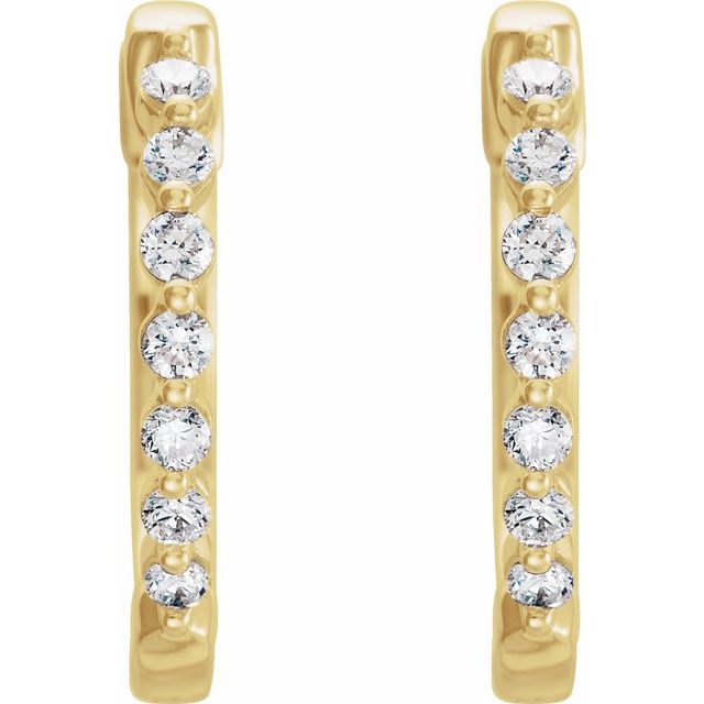 14K 1/5 CTW Natural Diamond Hinged Hoop Earrings