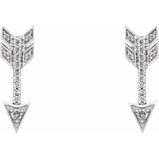 14K 1/6 CTW Natural Diamond Arrow Earrings