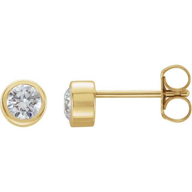 14K 3/4 CTW Natural Diamond Bezel-Set Earring