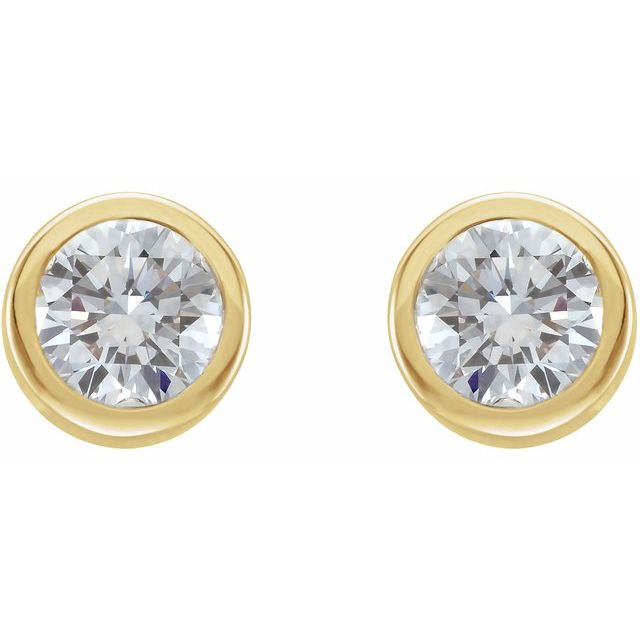 14K 3/4 CTW Natural Diamond Bezel-Set Earring