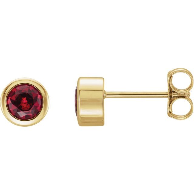 14K Lab-Grown Ruby Bezel-Set Earrings