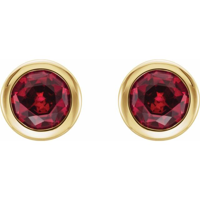 14K Lab-Grown Ruby Bezel-Set Earrings
