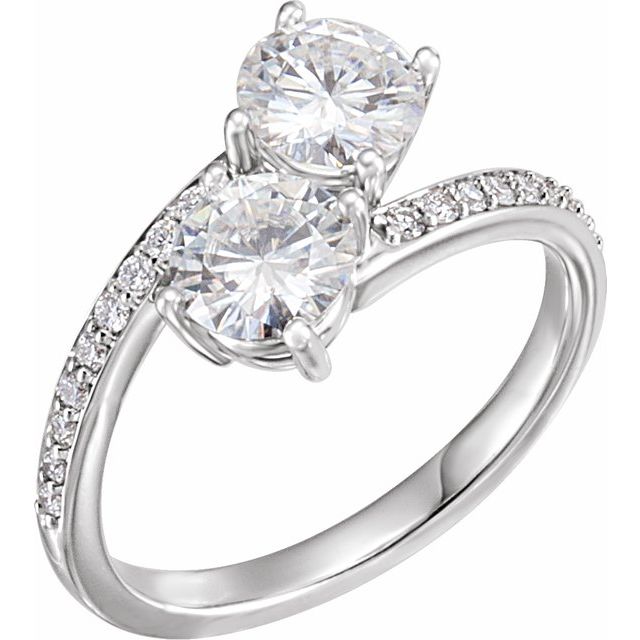 6 mm Forever One™ Colorless Lab-Grown Moissanite & 1/6 CTW Natural Diamond Engagement Ring