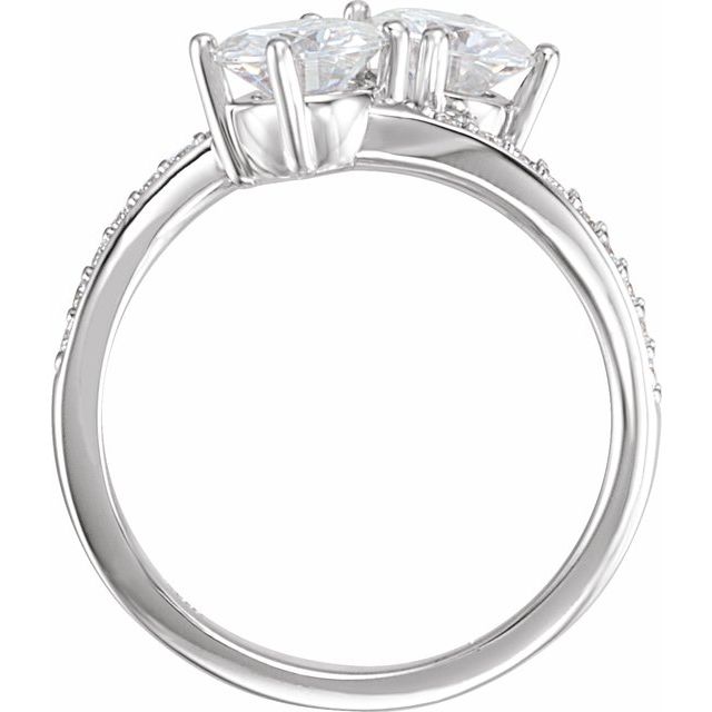 6 mm Forever One™ Colorless Lab-Grown Moissanite & 1/6 CTW Natural Diamond Engagement Ring