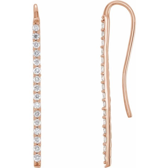 14K 1/3 CTW Natural Diamond Bar Earrings