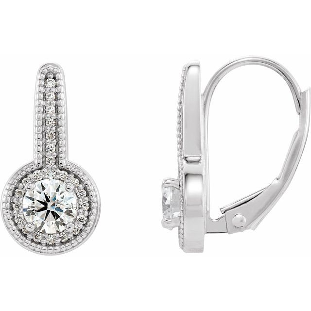 14K 5/8 CTW Natural Diamond Halo-Style Dangle Earrings