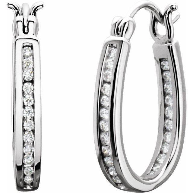 14K 1/3 CTW Natural Diamond Inside-Outside Hinged Hoop Earrings
