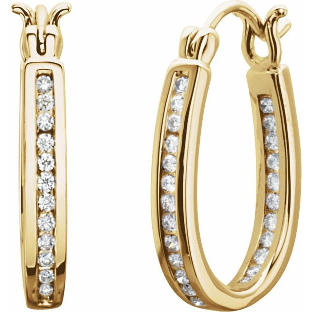 14K 1/3 CTW Natural Diamond Inside-Outside Hinged Hoop Earrings